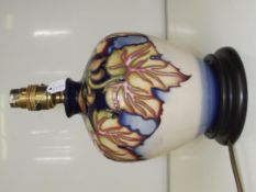 Moorcroft pottery trial design table lamp, bulbous