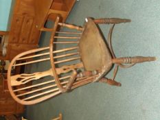 19th century ash framed Windsor chair, turned supp