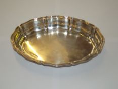 Silver dish, shaped form with reeded edge, Sheffie
