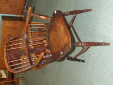 19th century ash framed Windsor chair on turned su
