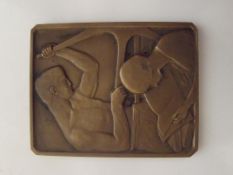 Collection of bronze art deco medals and plaquettes, examples by Emile Boudon, Joseph