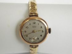 A Ladies Bruen Gran Prix 9ct gold cased wristwatch