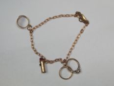 9ct yellow gold charm bracelet with 3 charms appro
