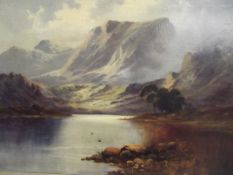 John Henry Boel, oil on canvas, Highland lake scen