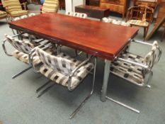 Retro chrome framed dining table and six chairs by