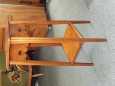 Arts and crafts inlaid two tier jardiniere stand,