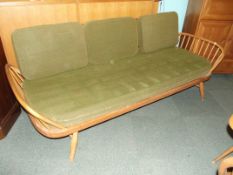Ercol daybed in light elm, detachable solid plank