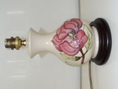 Moorcroft pottery table lamp, baluster form in the