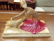 Art deco style figure of a seated lady in resin