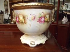 Large Victorian jardinière in blush ivory