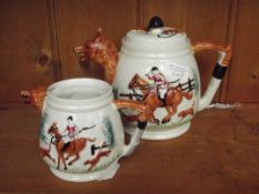 Part tea service depicting hunting scenes