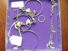 Various silver to include two silver charm bracele