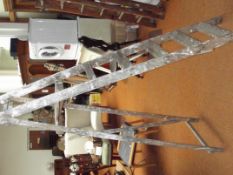 Set of vintage step ladders with platform