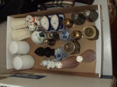 Various condiments set, salt and peppers etc