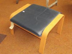 Leather and light wood framed footstool