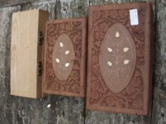 Two carved cigar boxes and a cantilever box