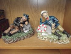 Two ceramic figures, farmer and sailor