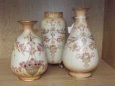 Three Crown Devon vases in blush ivory