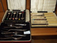 Cased flatware to include a set of six plated coff
