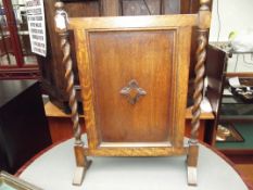 Oak fire screen with barley twist supports