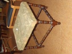 Edwardian piano stool on bobbin turned supports
