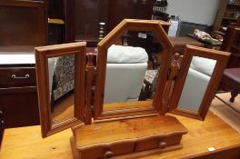 Dressing table mirror with 2 drawers, pine
