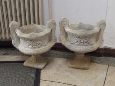 Pair of stoneware urns