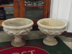 Pair of stoneware pedestal planters