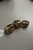 4 masonic gents rings