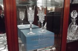 2 Wordsley crystal champagne glasses with box