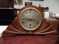 Art deco walnut cased mantel clock