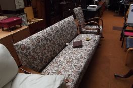 Wood framed sofa/day bed with a matching rocking c