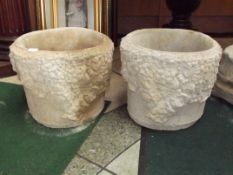 Pair of stoneware planters, floral design