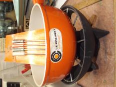 Le Creuset cast iron and enamel fondue set and bur