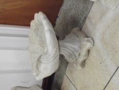 Stoneware bird bath with scallop basin