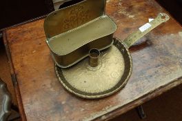 Brass candle holder and one other