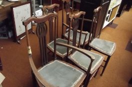 5 Edwardian chairs together to include 2 carvers,