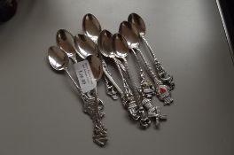 11 continental silver souvenir spoons