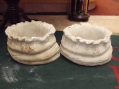 Pair of stoneware sack planters
