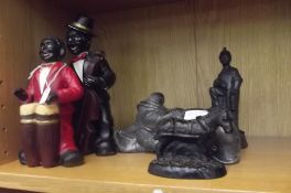 3 sculptures and two band members