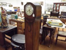 Art deco style longcase clock in oak, modern movem