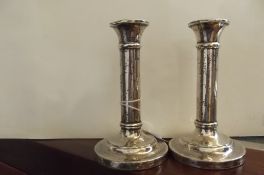 Pair dwarf silver candle stick