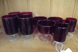10 red glass glasses