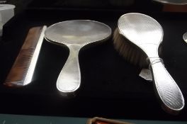 Silver mirror, brush and comb set