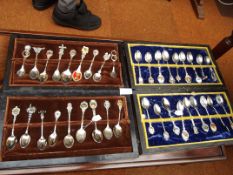 2 cases of souvenir spoons (some silver)