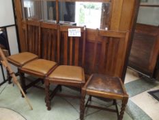 Set of four oak stand chairs on barley twist suppo