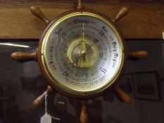Barometer in the form of a ship's wheel