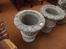 Pair of stone ware garden urns