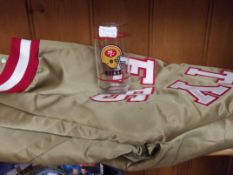 NFL 49'ers Jacket together with a 49'ers glass
