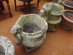 Pair of stone ware garden urns